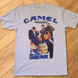Camel Hard Pack Graphic Tee White Retro Cigarette Ad Style Illustration